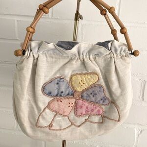 80’s-90’s old style reversible cottage core chic wood beaded double handle purse